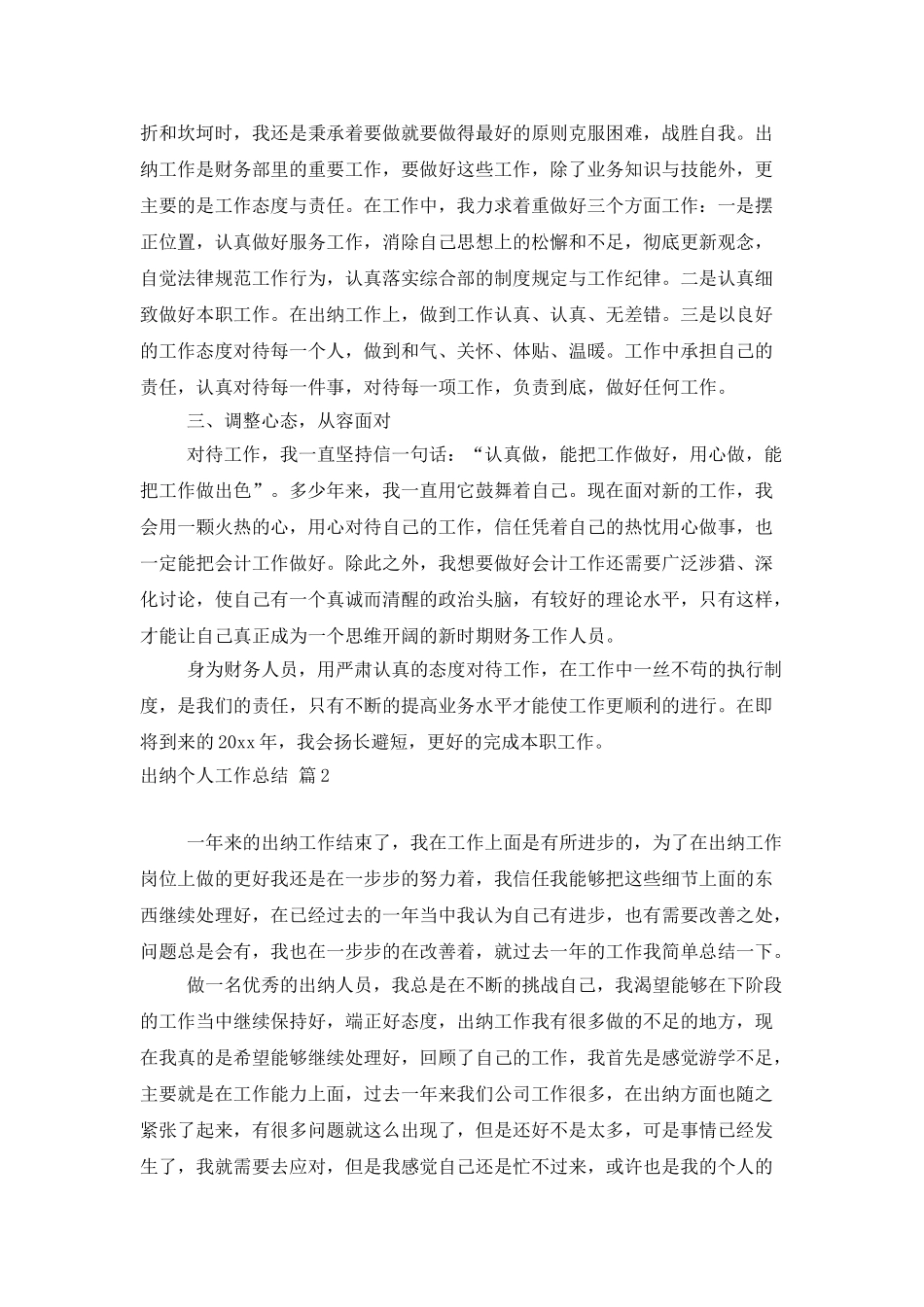 出纳个人工作总结6篇_第2页