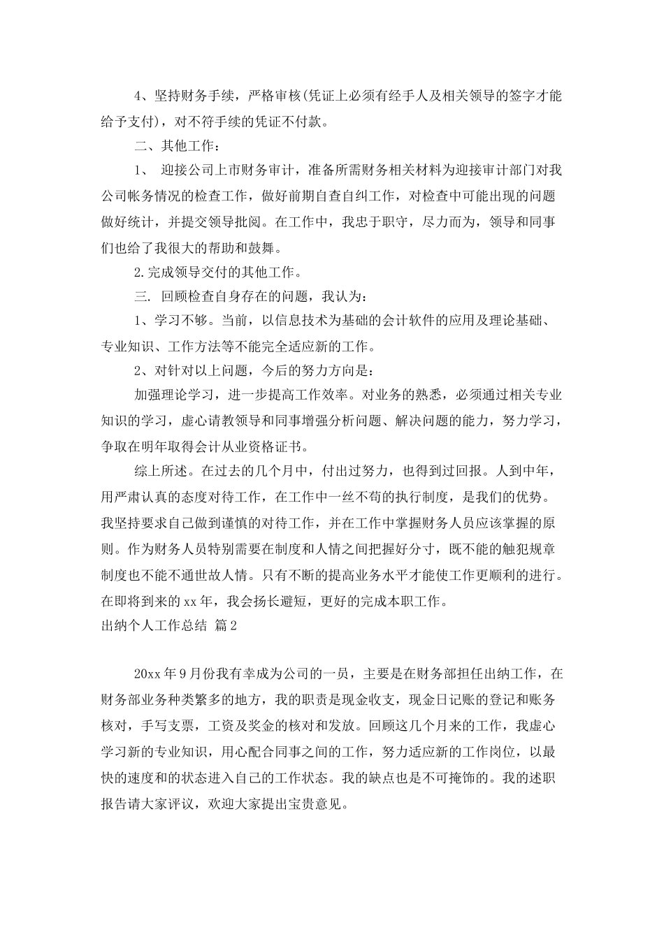 出纳个人工作总结八篇_第2页