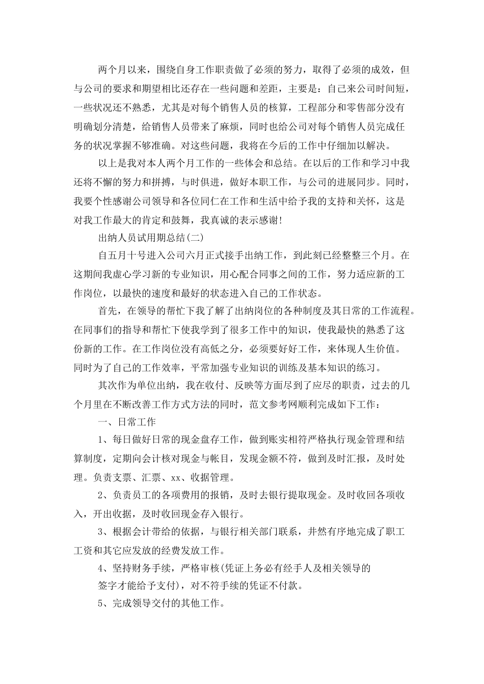 出纳人员试用期个人总结_第2页