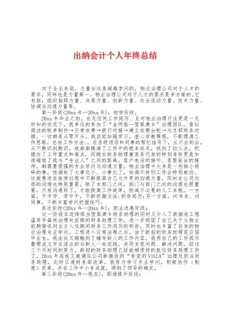 出纳会计个人年终总结