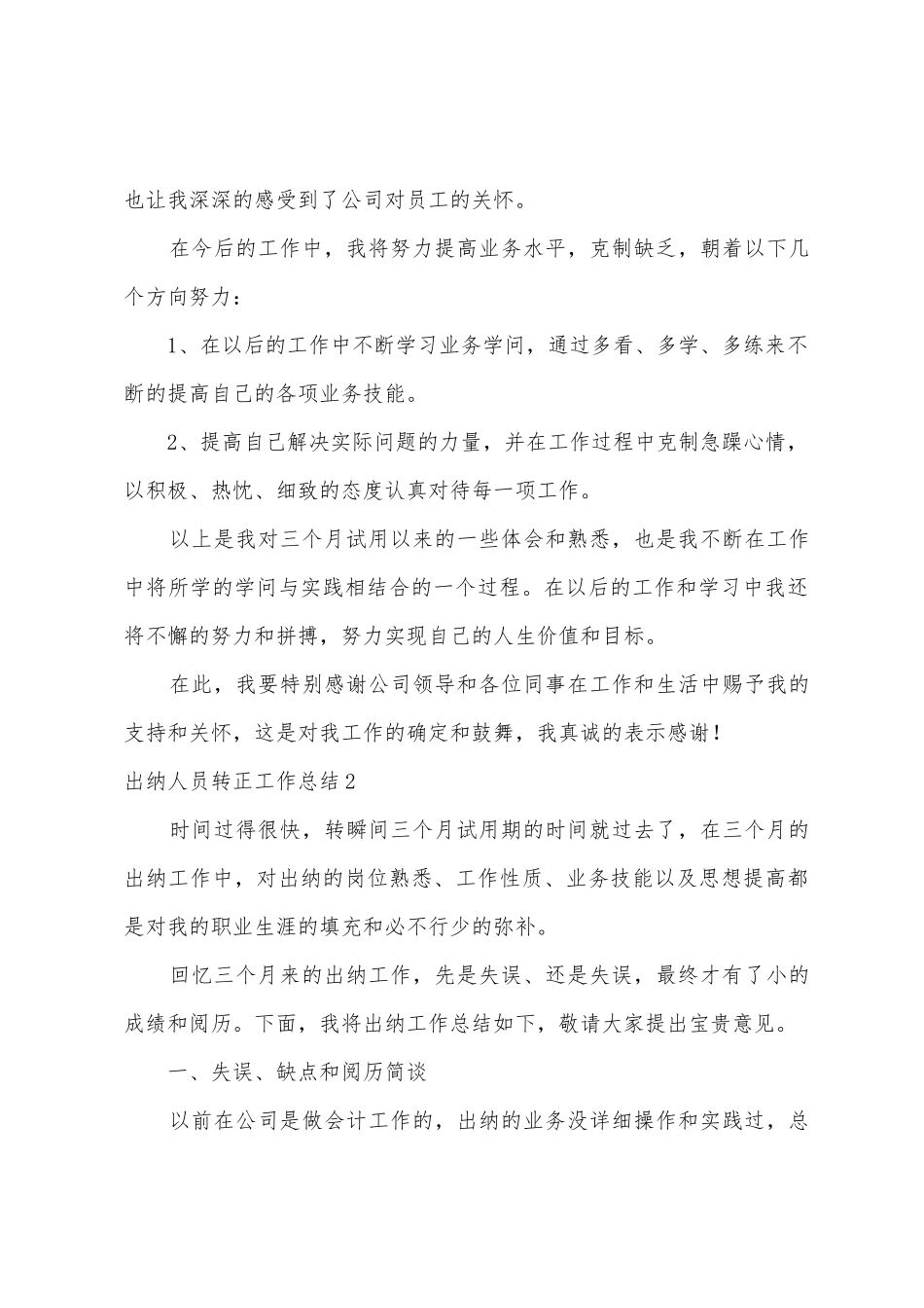 出纳人员转正工作总结11篇_第3页