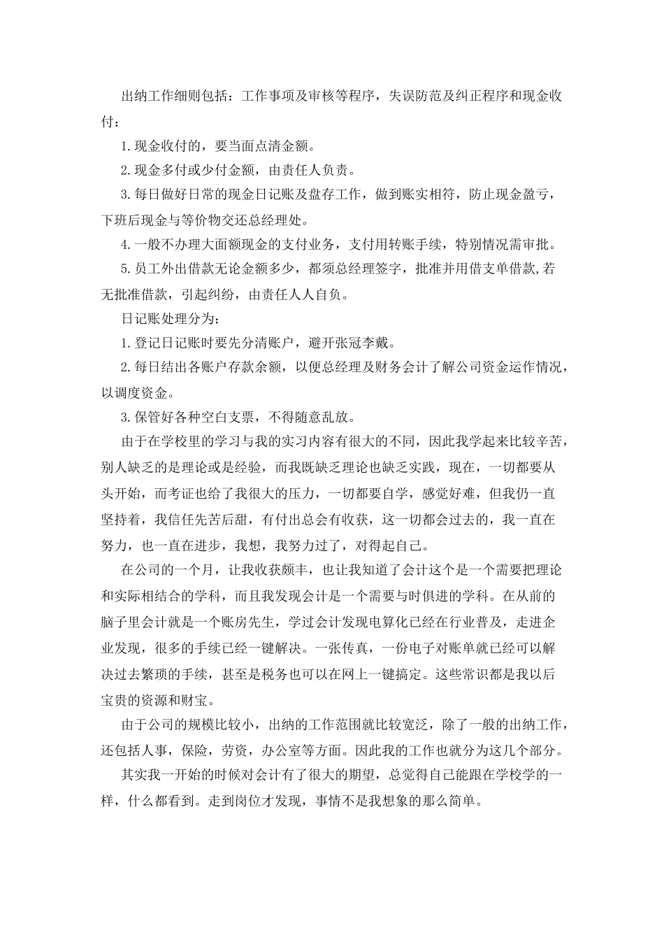 出纳实习工作总结例文2025_第3页