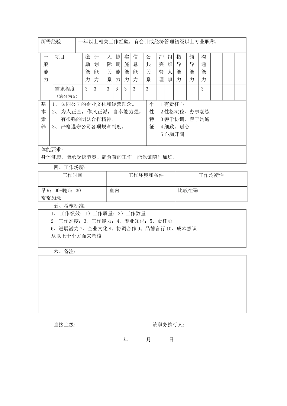 出纳岗位说明书_第2页
