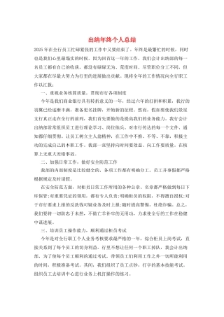 出纳年终个人总结