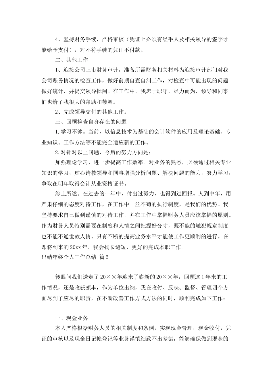 出纳年终个人工作总结模板汇总5篇_第2页