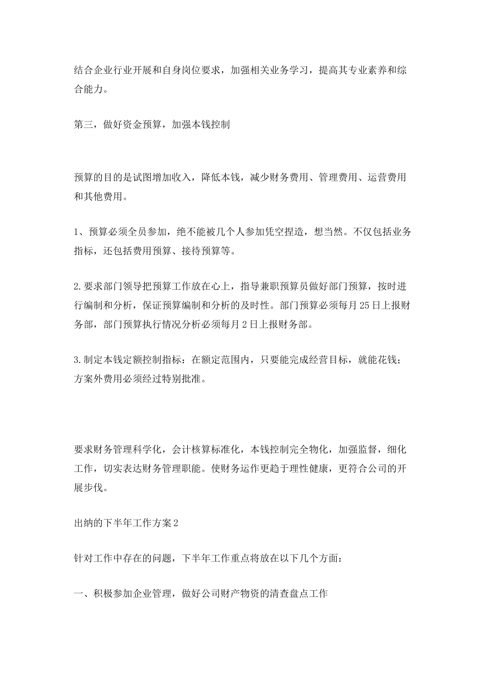 出纳的下半年工作计划_第2页