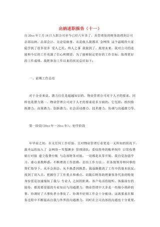 出纳述职报告(十一)