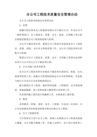 分公司工程技术质量安全管理办法