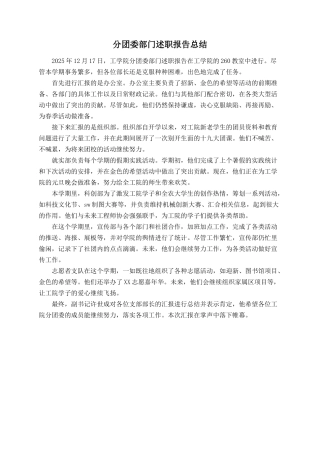 分团委部门述职报告总结