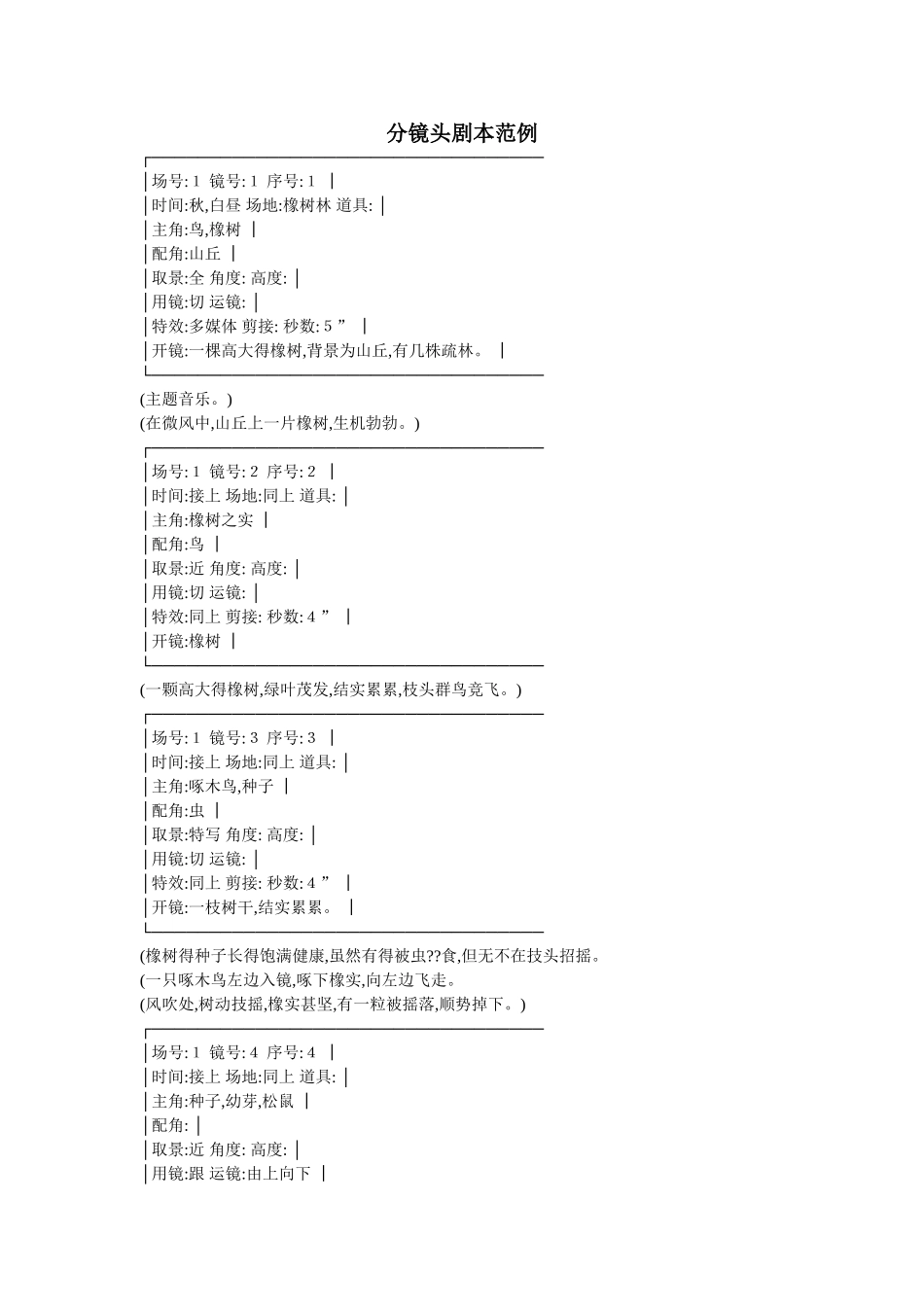 分镜头剧本范例_第1页
