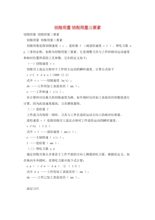 切削用量-切削用量三要素