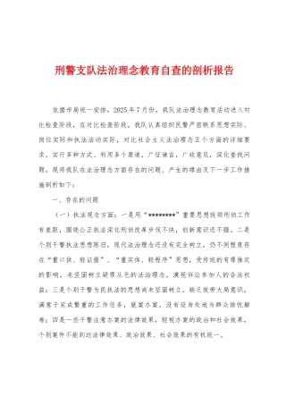 刑警支队法治理念教育自查的剖析报告