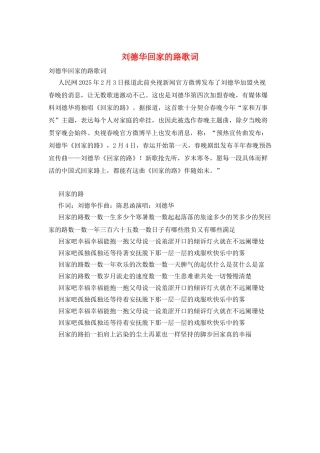 刘德华回家的路歌词