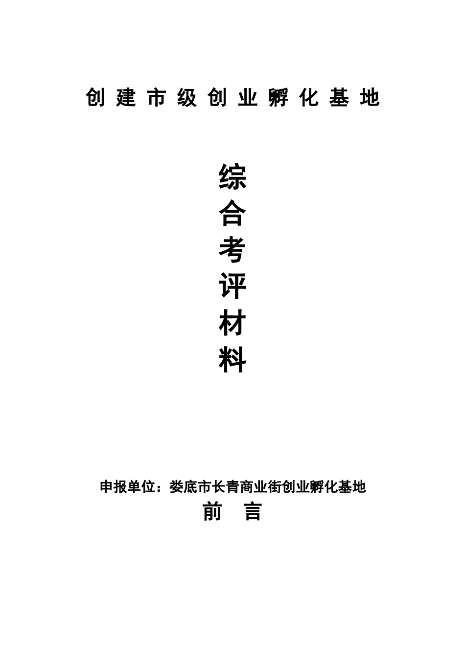 创建市级创业孵化基地综合考评材料提纲_第1页
