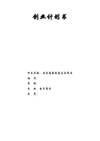 创意生活用品电子商务创意企划书