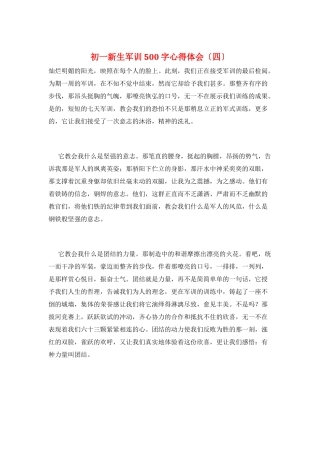 初一新生军训500字心得体会