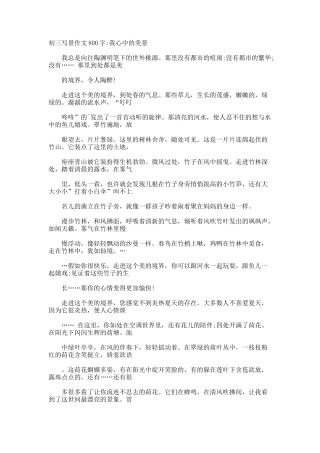 初三写景作文800字我心中的美景