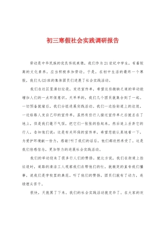 初三寒假社会实践调研报告