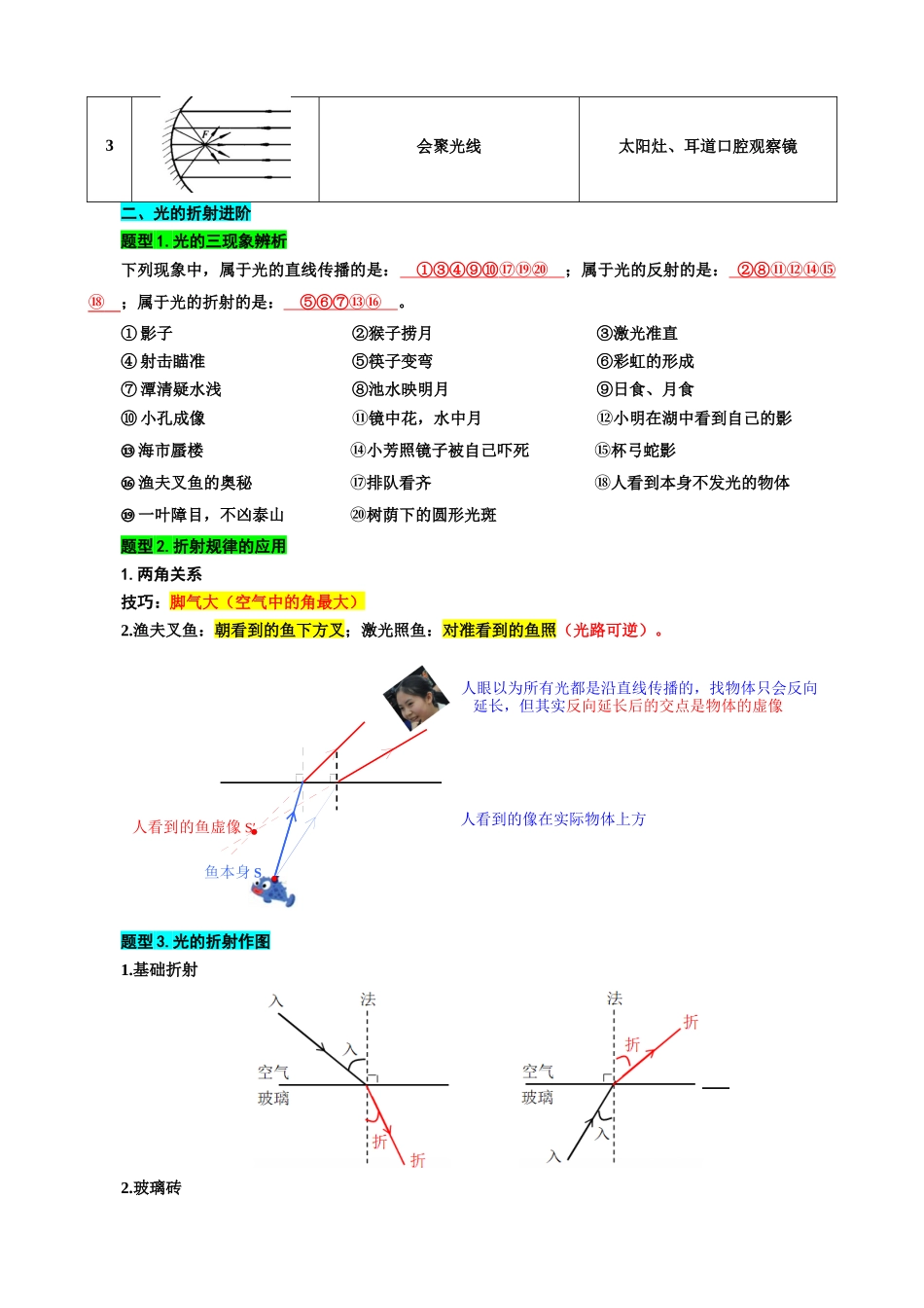 2026年中考物理复习----   9.“光的反射和折射综合”重难点突破及题型归类_第3页