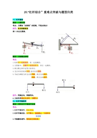 2026年中考物理复习-----20.“杠杆综合”重难点突破与题型归类