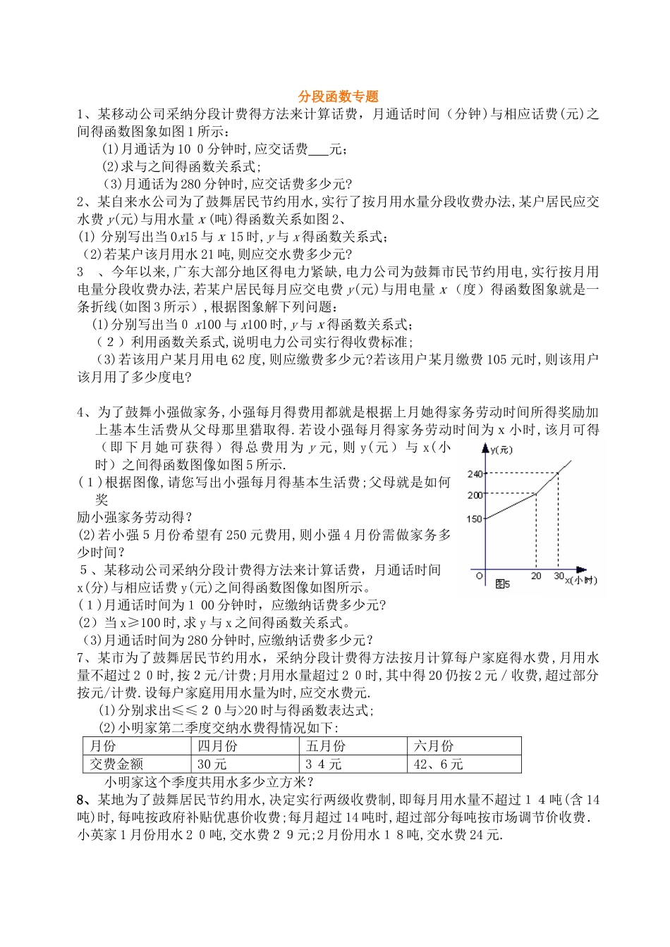 初中分段函数专题_第1页