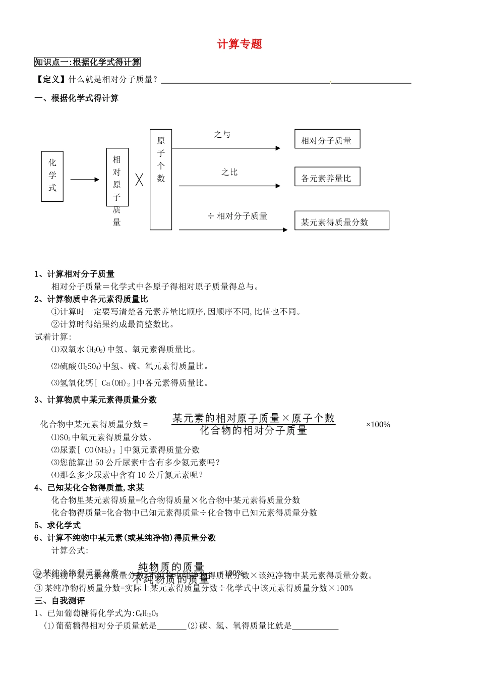 初中化学计算专题_第1页