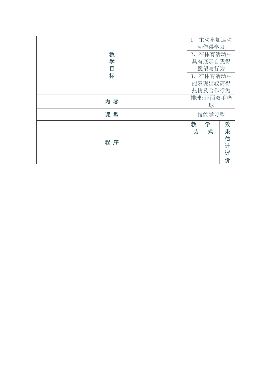 初中排球正面双手垫球教案_第2页