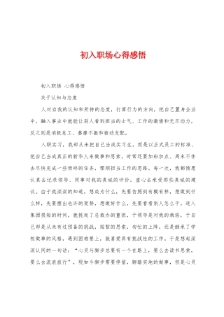 初入职场心得感悟