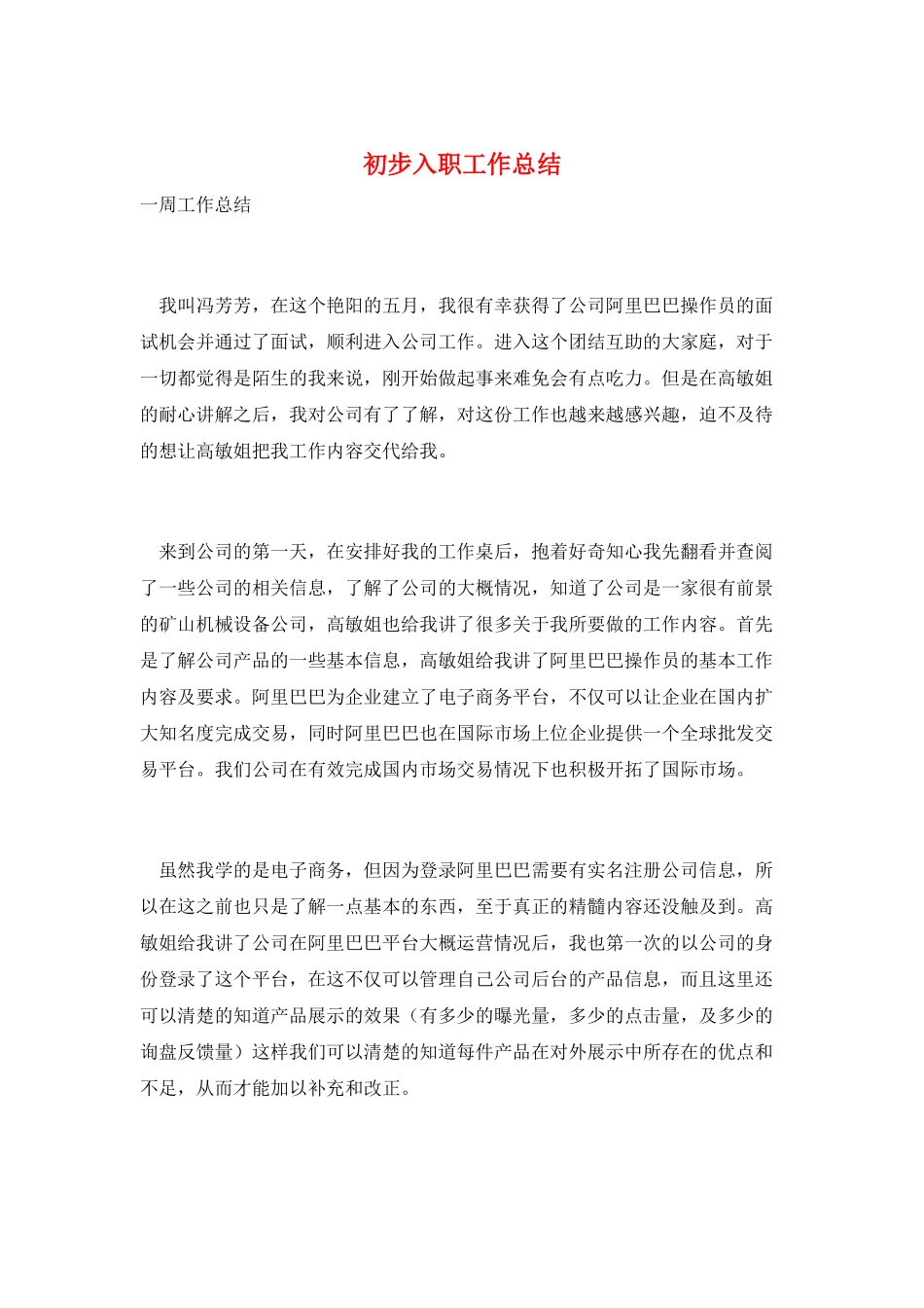 初步入职工作总结_第1页