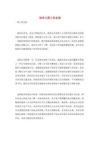 初步入职工作总结