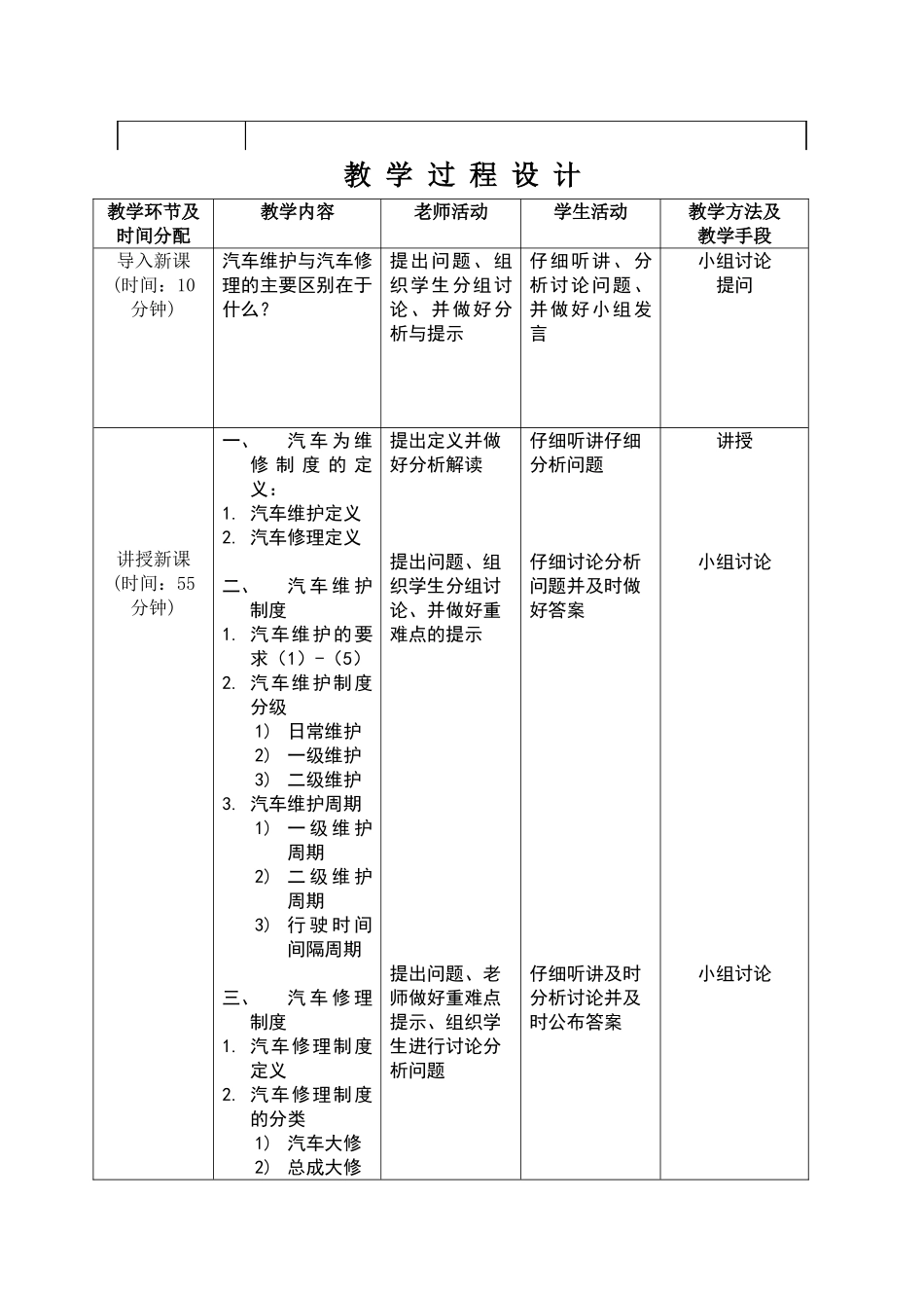 初级汽车维修教案教学设计全书电子讲义整本书电子教案完整版教案最全教案_第2页