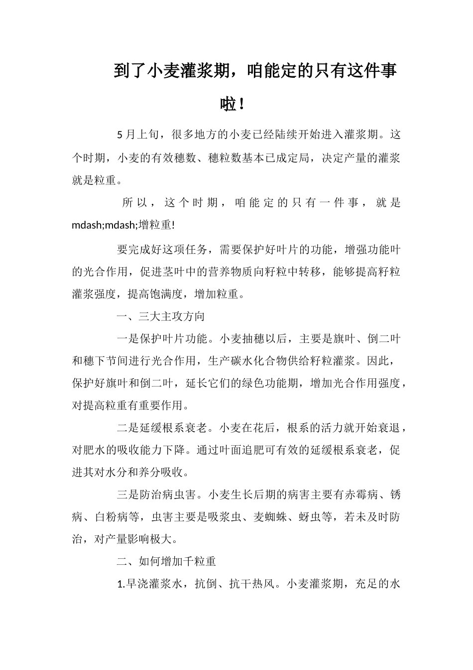 到了小麦灌浆期-咱能定的只有这件事啦!_第1页