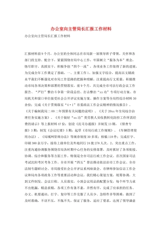 办公室向主管局长汇报工作材料