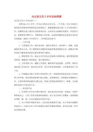 办公室文员上半年总结两篇