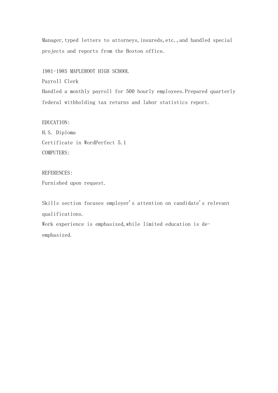 办公室文员英文简历写作_第2页