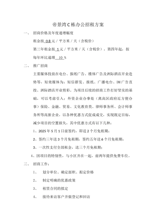 办公楼招租方案