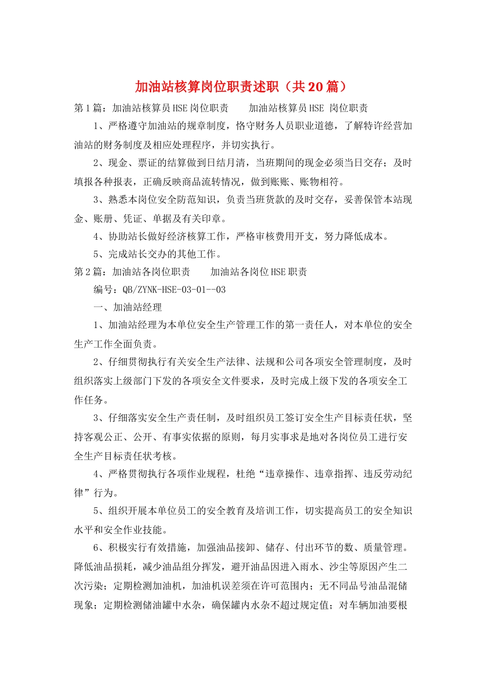 加油站核算岗位职责述职_第1页