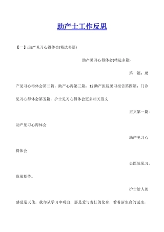 助产士工作反思