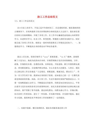 助工工作总结范文