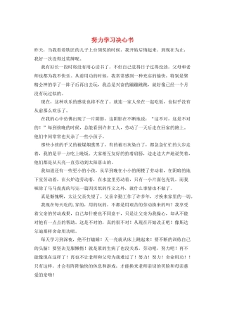 努力学习决心书
