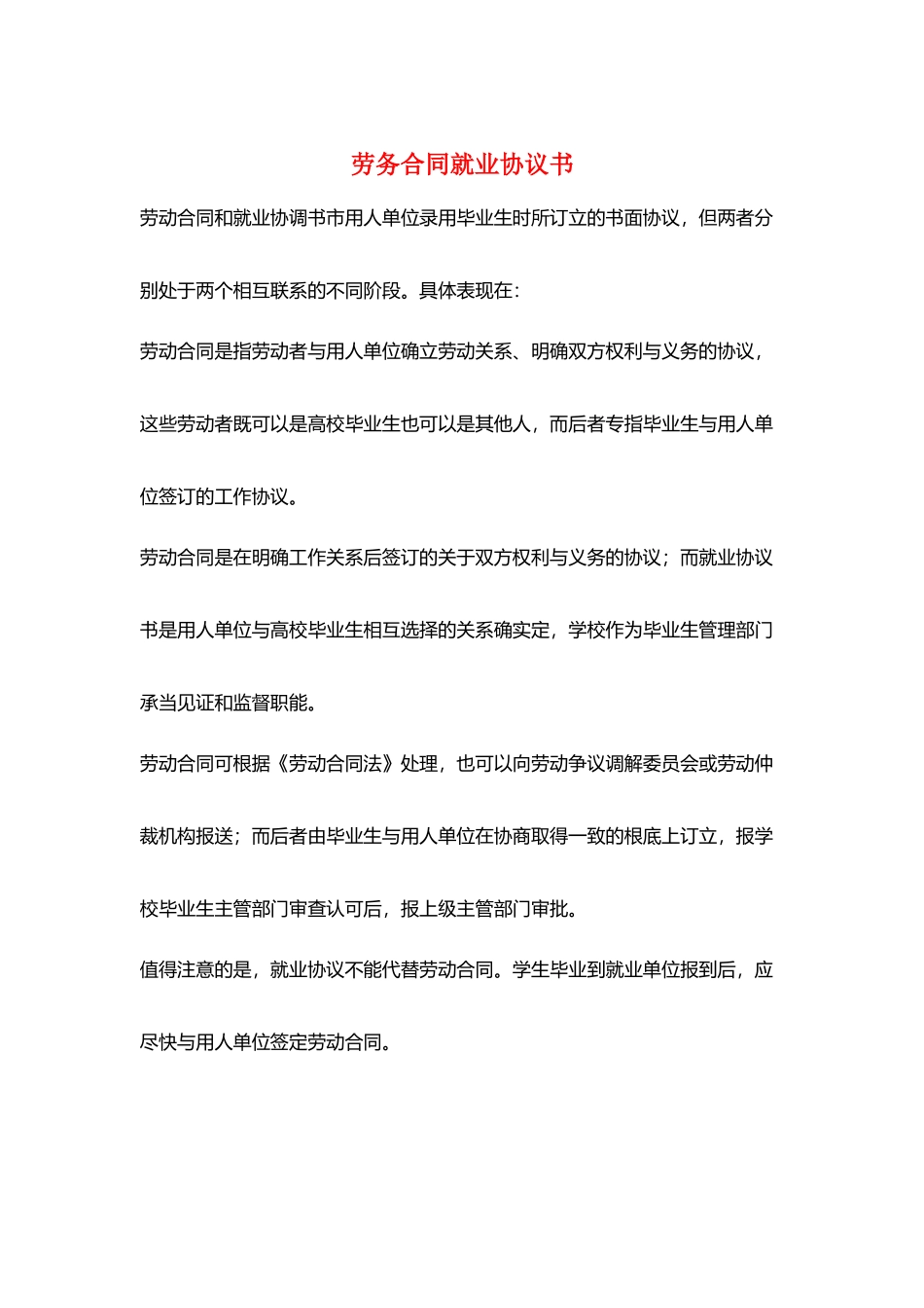 劳务合同就业协议书_第1页