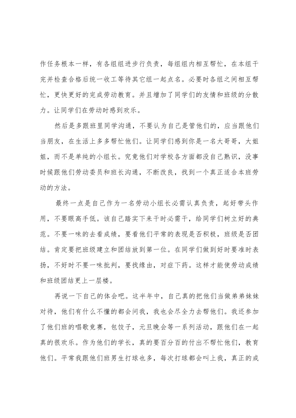 劳动小组长心得_第2页