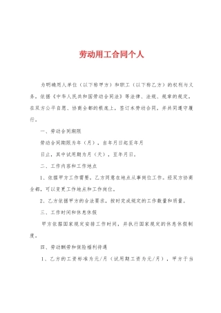 劳动用工合同个人