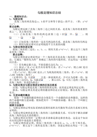 勾股定理知识点总结及练习