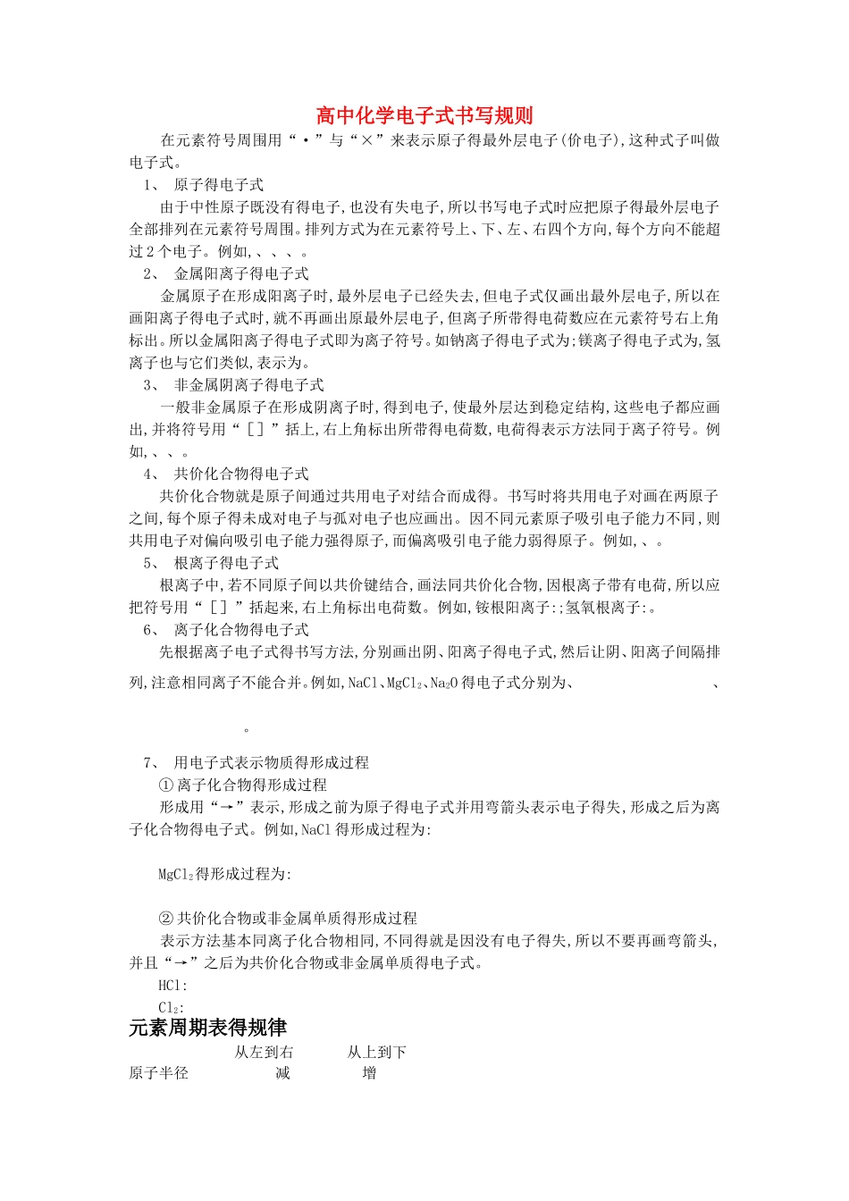 化学电子式 元素周期表 离子式_第1页