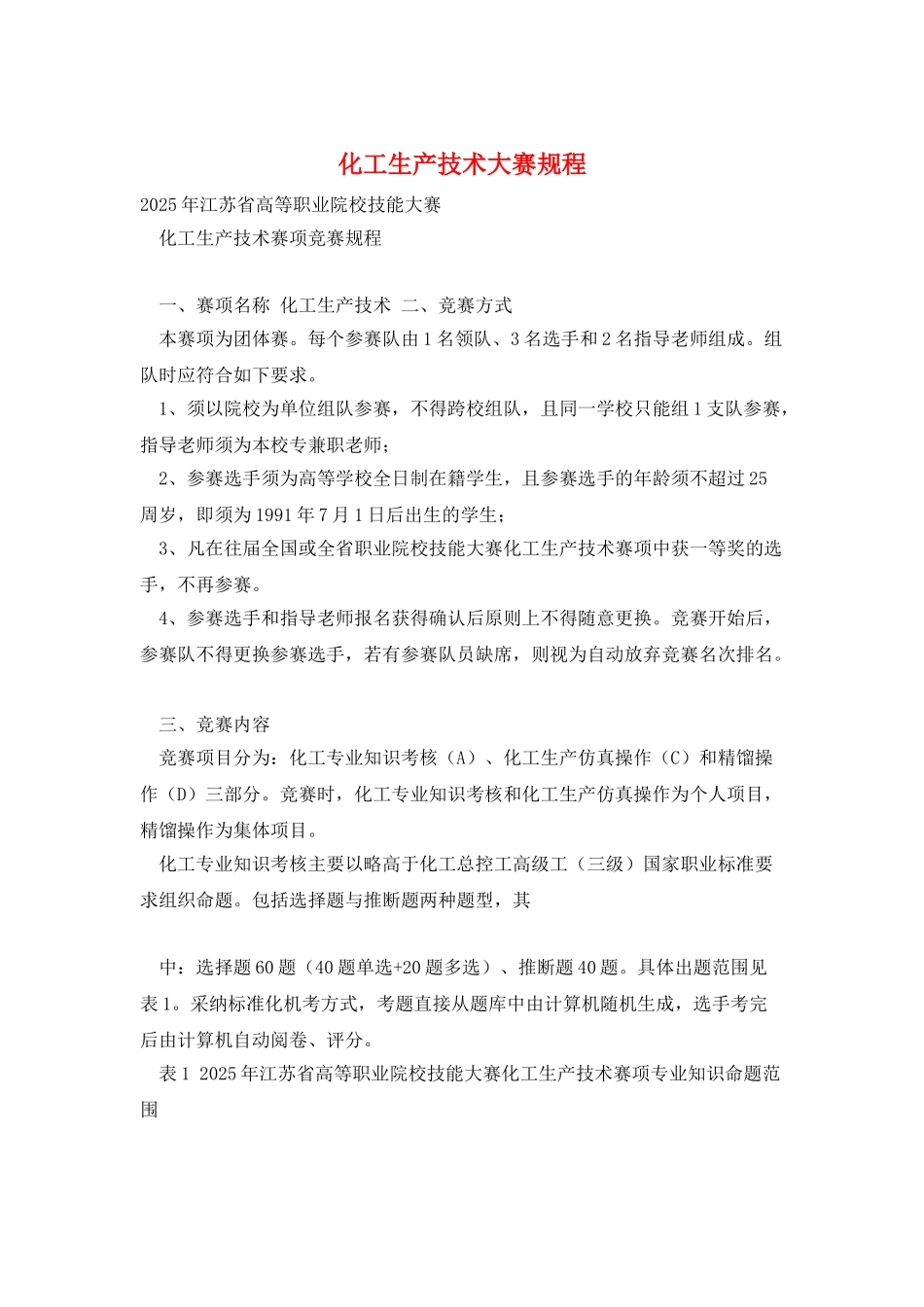 化工生产技术大赛规程_第1页