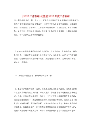 化验室2025年度工作总结