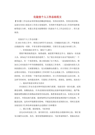 化验室个人工作总结范文