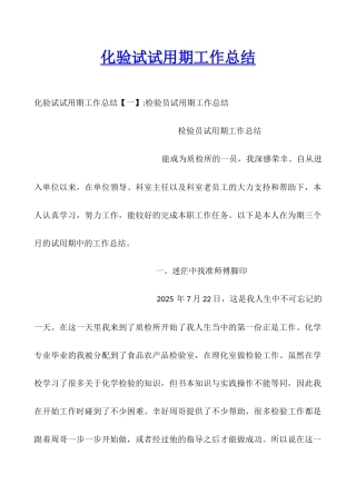 化验试试用期工作总结