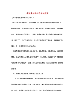 化验室年终工作总结范文